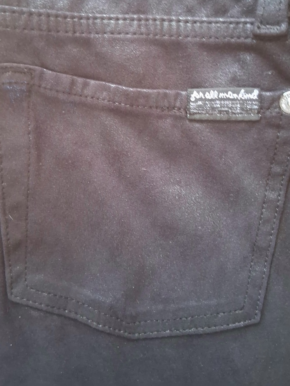 🪦 7 For All Mankind Knee Seam Coated Skinny Pant Size M 🪦 - Picture 6 of 7
